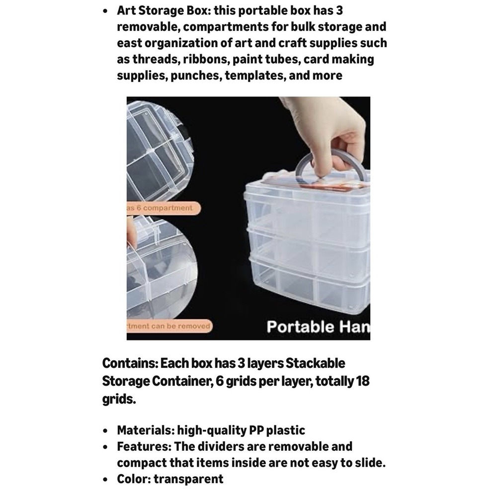 Craft Organizer Box 3 Layer Stackable Storage, Jewelry, Hardware, Craft Supply - Picture 5 of 7